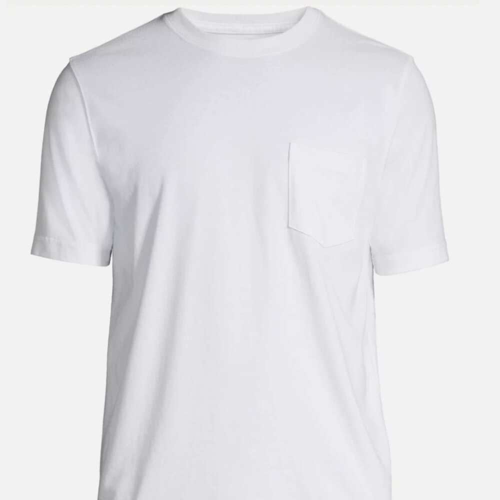 3 Lands’ End Men’s Super-T Pocket T-Shirts White Size Medium M